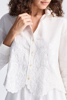 Embroidered Button-up Shirt in White