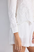 Embroidered Button-up Shirt in White