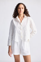 Embroidered Button-up Shirt in White