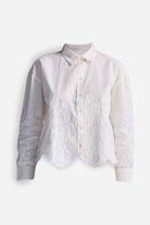 Embroidered Button-up Shirt in White