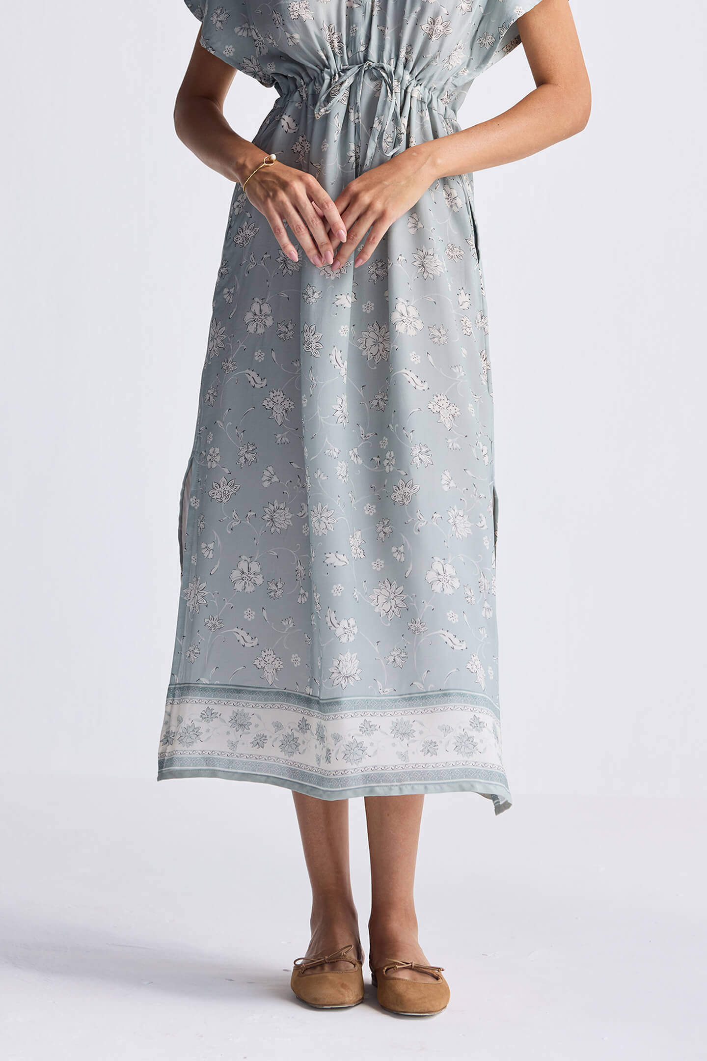 Gathered Maxi Dress in Sage Green Medium Shot