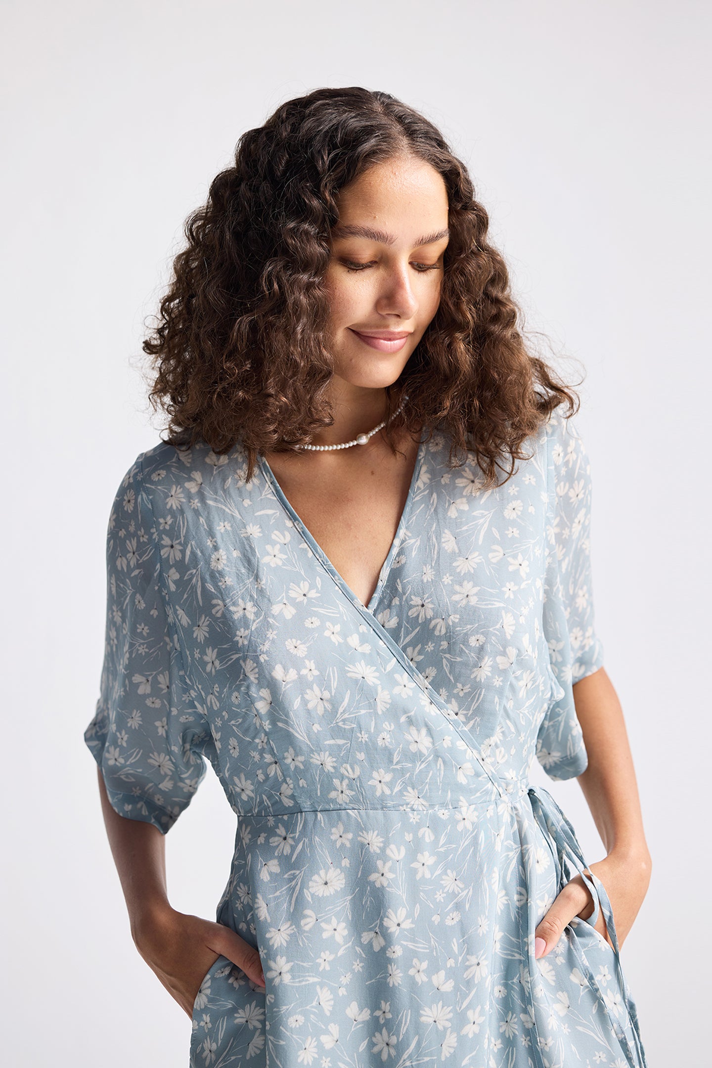 Retrofits Flora Wrap Dress buy S Metallic Blue