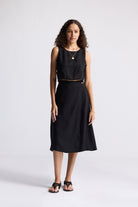 Overlap Midi Skirt in BlackColor: Black