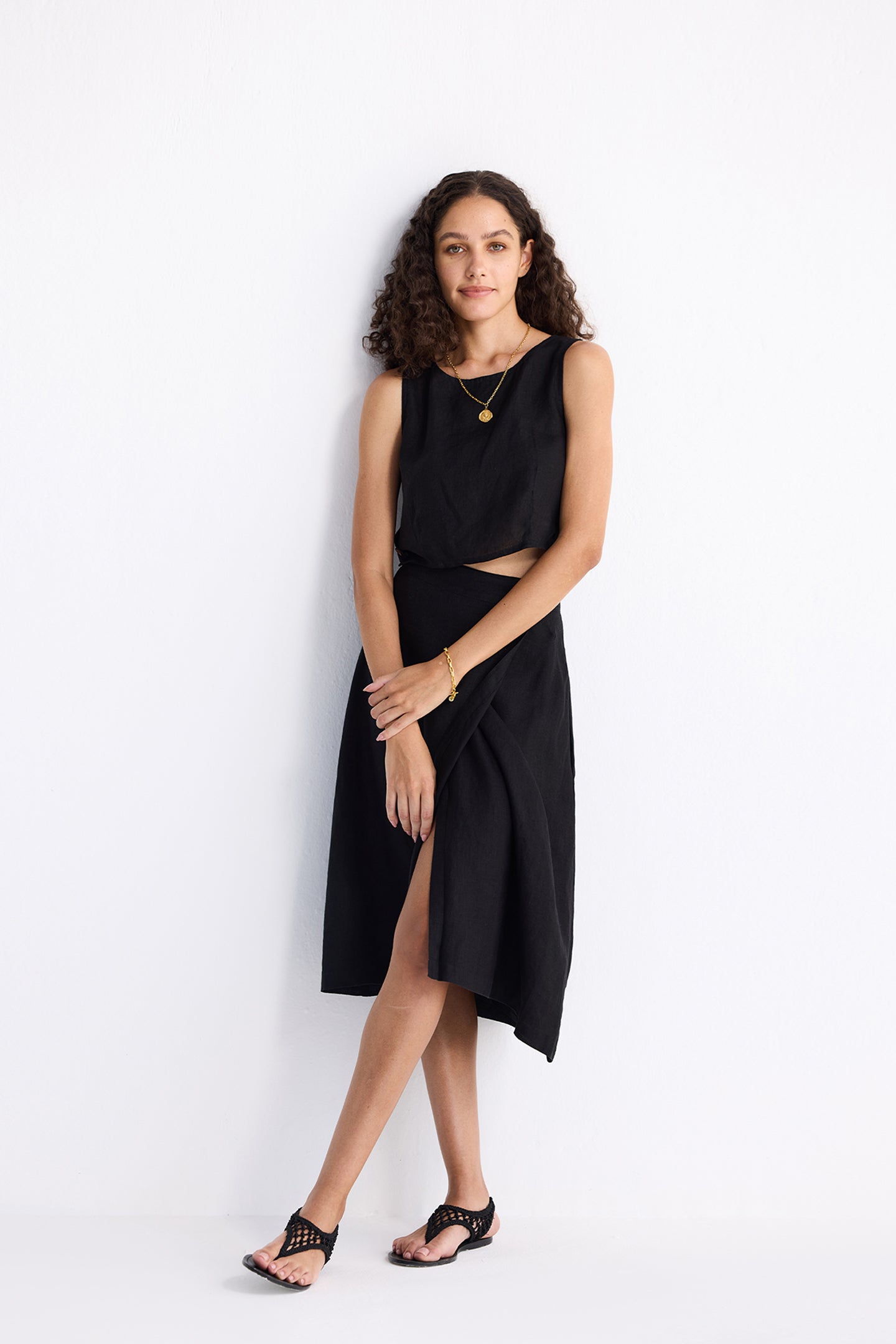 Overlap Midi Skirt in BlackColor: Black