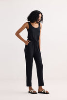 Relaxed Drawstring Jumpsuit in Black