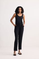 Relaxed Drawstring Jumpsuit in Black