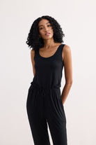 Relaxed Drawstring Jumpsuit in Black