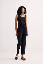 Relaxed Drawstring Jumpsuit in Black