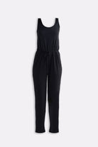 Relaxed Drawstring Jumpsuit in Black