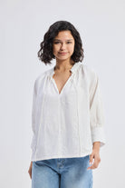 Relaxed Fit Top with Front-tie in White