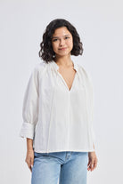 Relaxed Fit Top with Front-tie in White