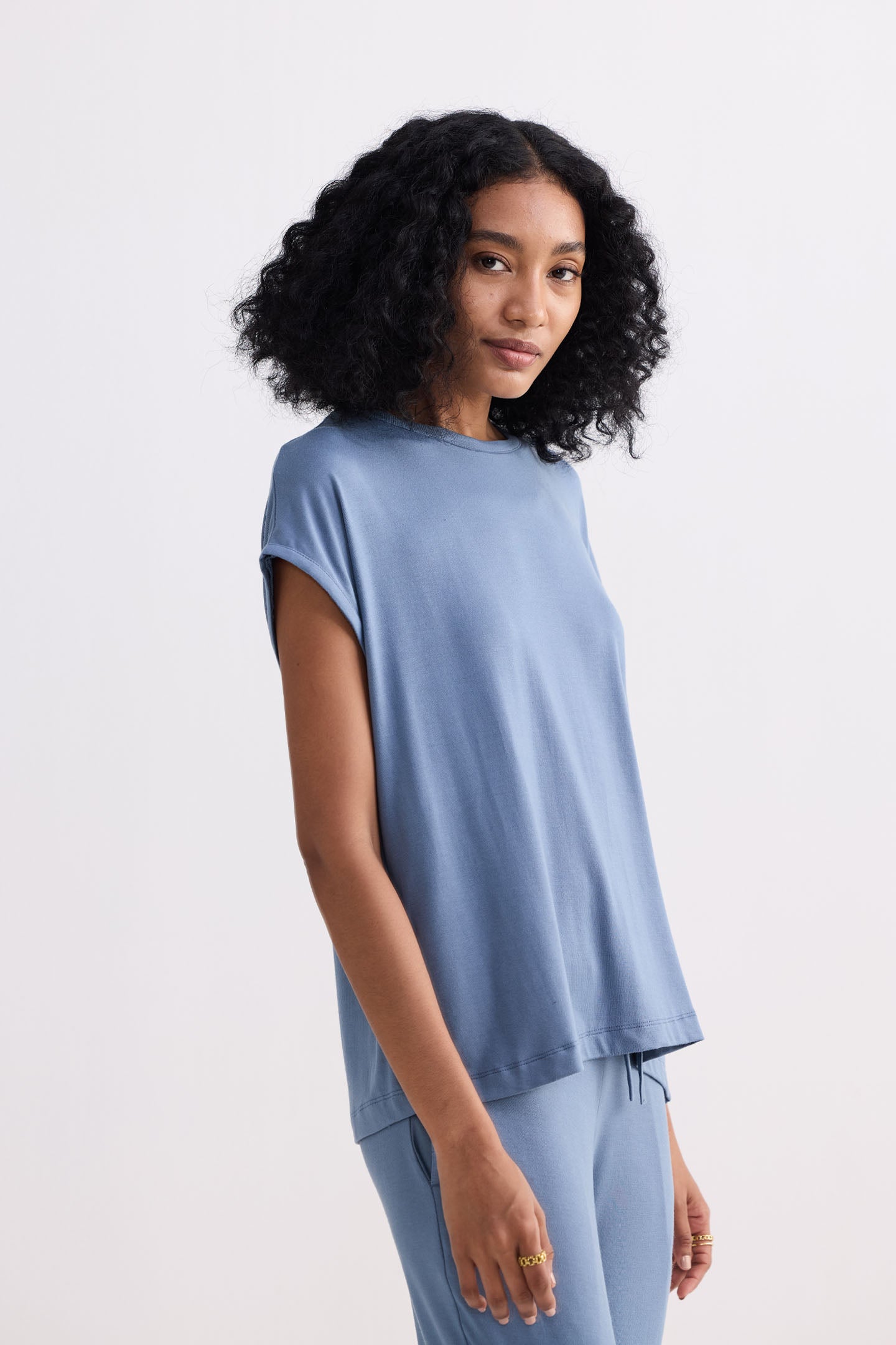Relaxed Tee in Blue Side