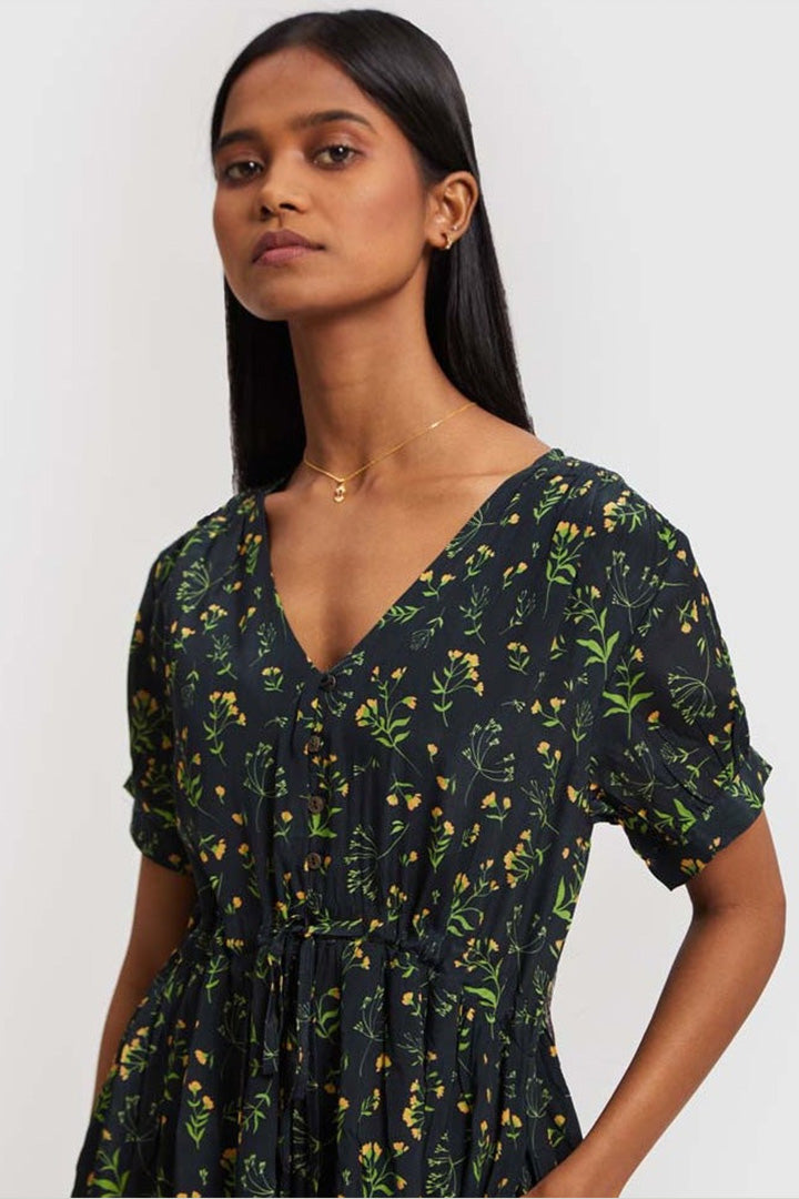 Short Drawstring Dress Emerald Fields | Reistor Short Drawstring Dress Emerald Fields | Reistor