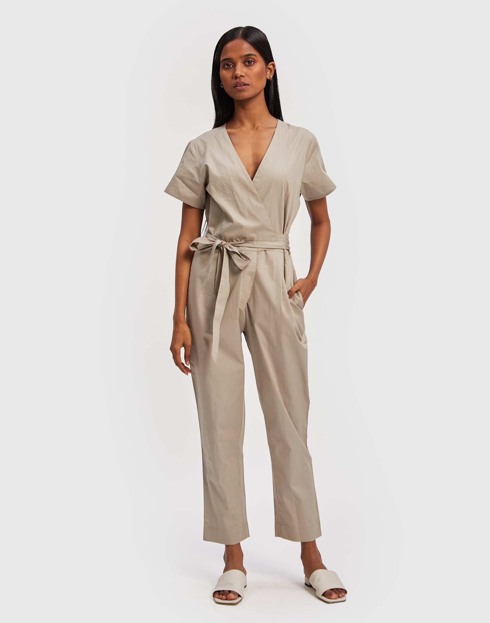 Cropped Wrap Jumpsuit