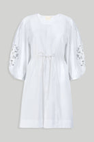 Shirt Dress with Balloon Sleeves in White