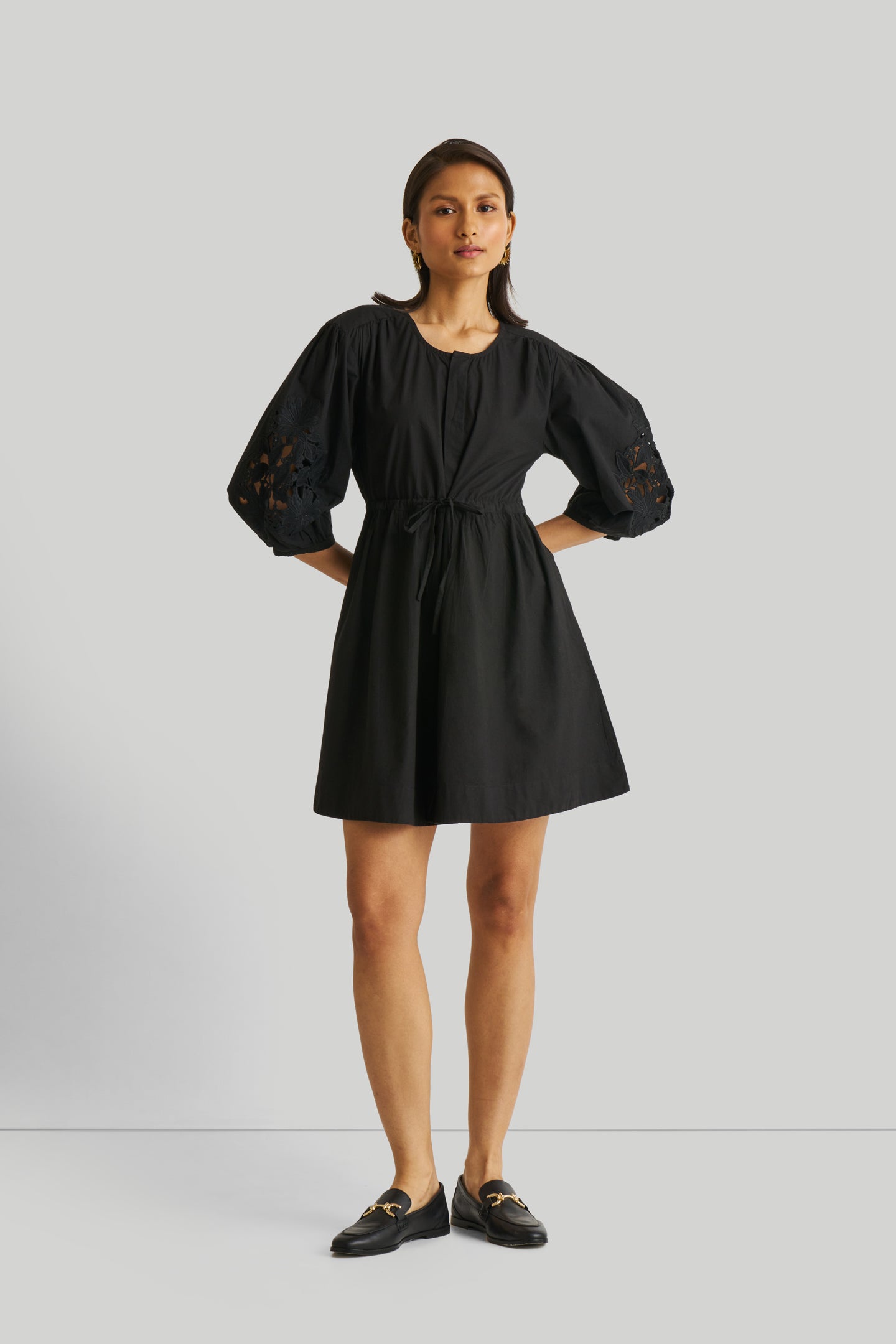 balloon sleeve shirt dress Balloon Sleeve Shirt Dress for Women - Relaxed Fit, White