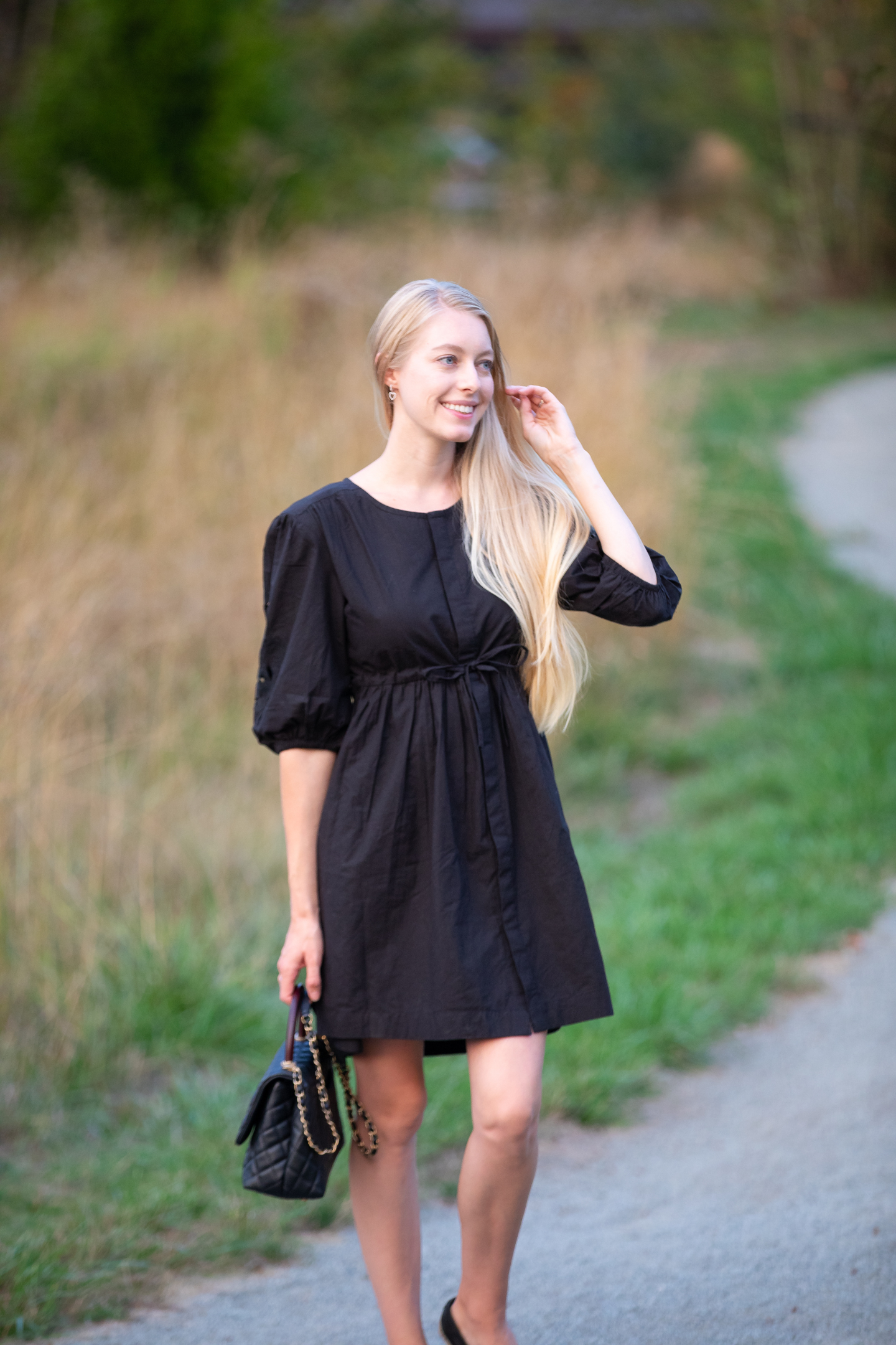 Shirt Dress with Balloon Sleeves in Black Reistor Shirt Dress with Balloon Sleeves in Black Reistor