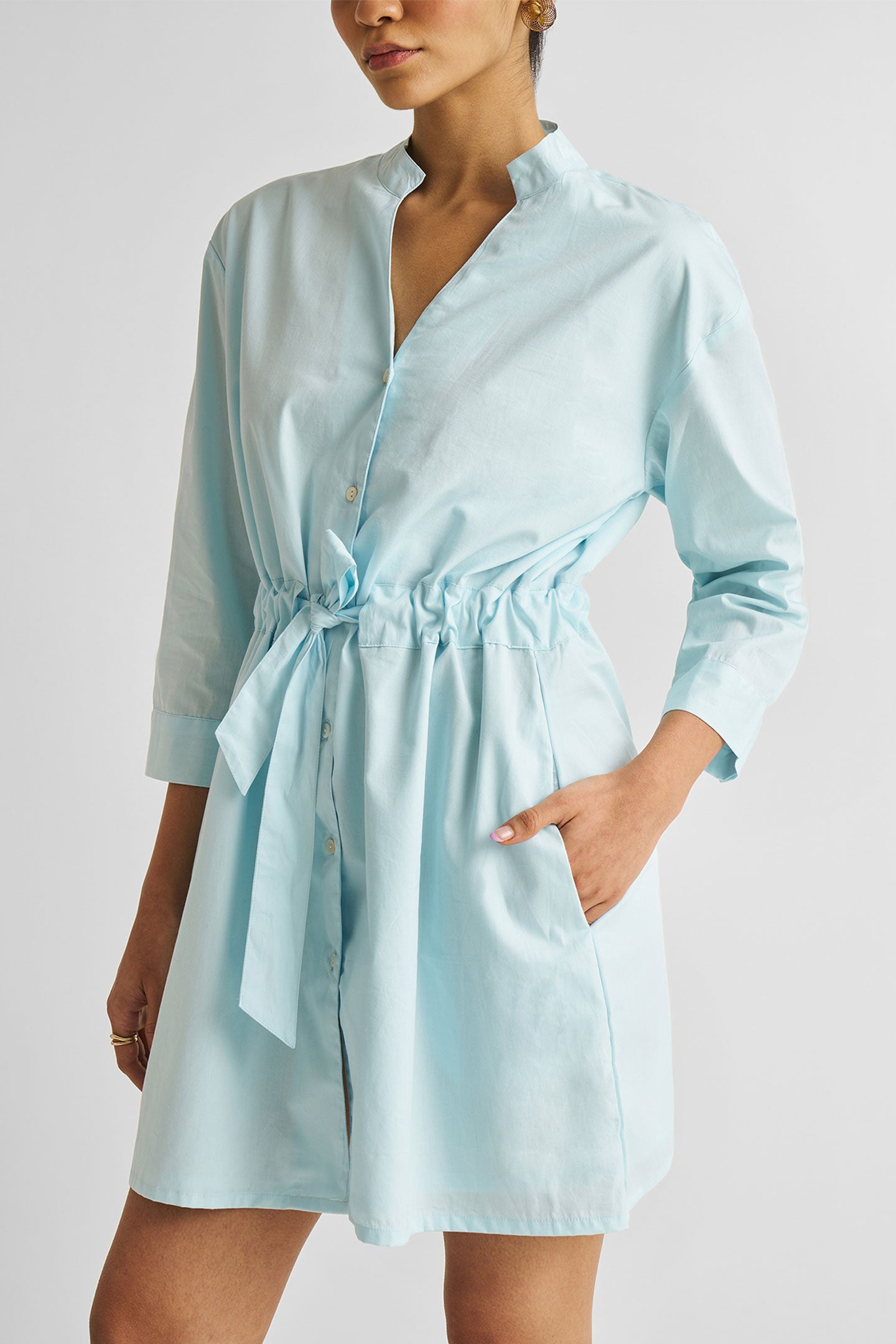 short sleeve tie waist dress Blue Short Sleeve Tie Waist Mini Dress