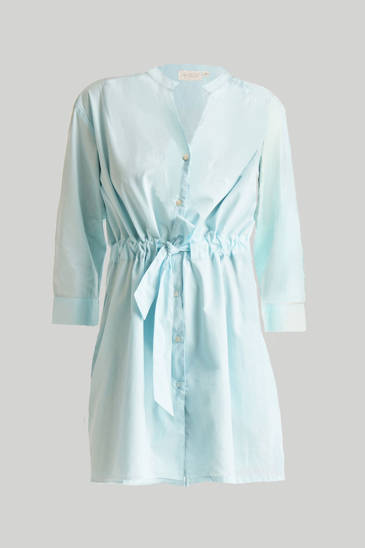 Short Tie Waist Dress in Summer Blue – Reistor Short Tie Waist Dress in Summer Blue – Reistor