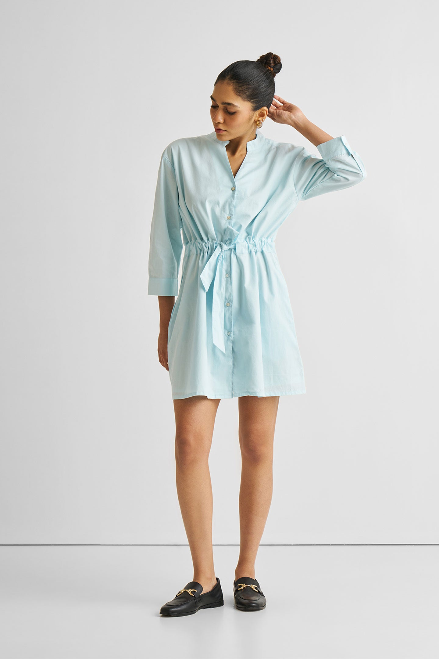 Short Tie Waist Dress in Summer Blue – Reistor