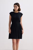 Short Dress With Smocking Side Detail in Black