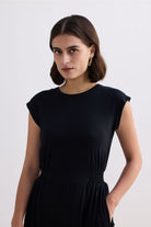 Short Dress With Smocking Side Detail in Black