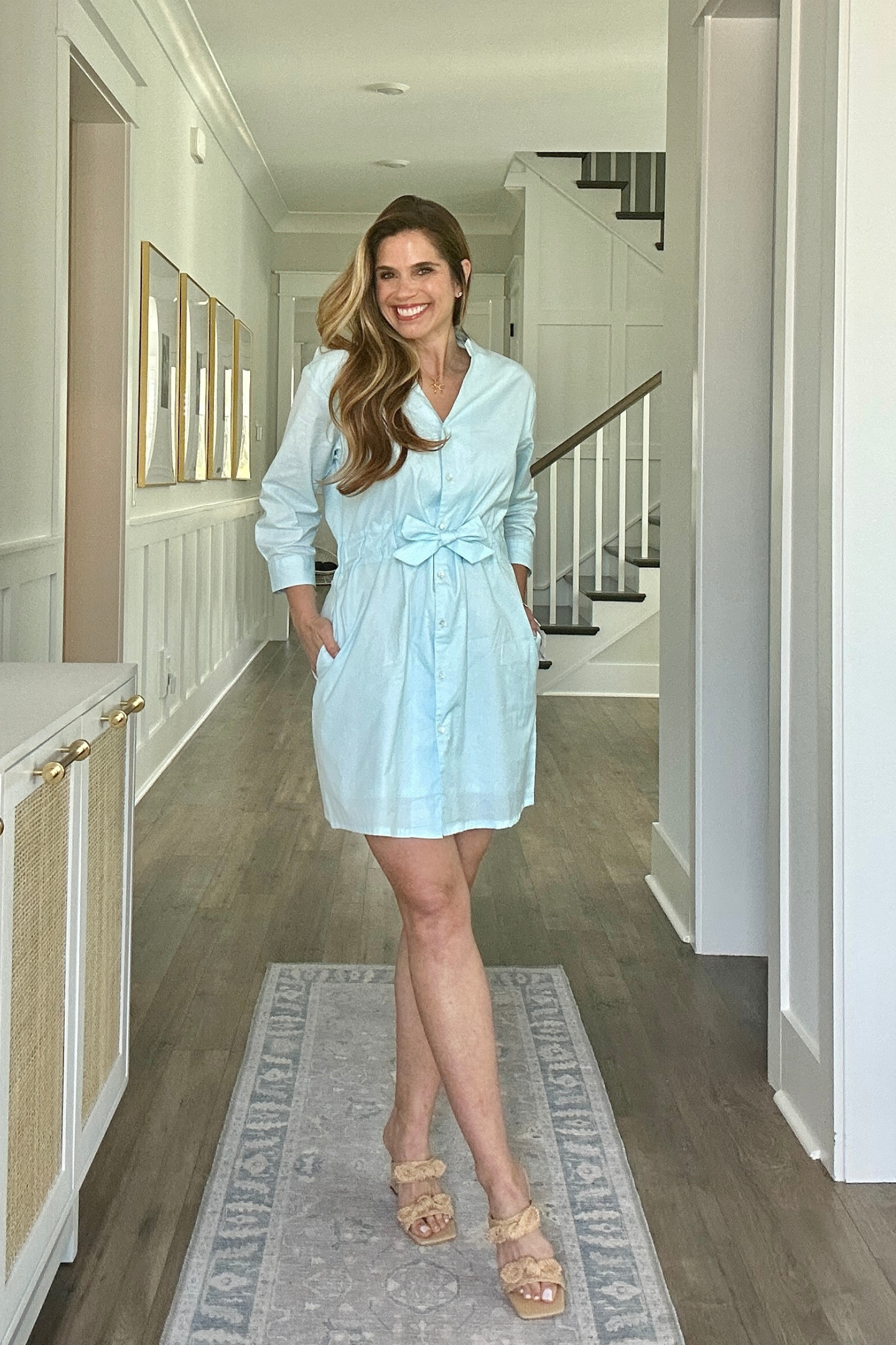 Short Tie Waist Dress in Summer Blue – Reistor Short Tie Waist Dress in Summer Blue – Reistor
