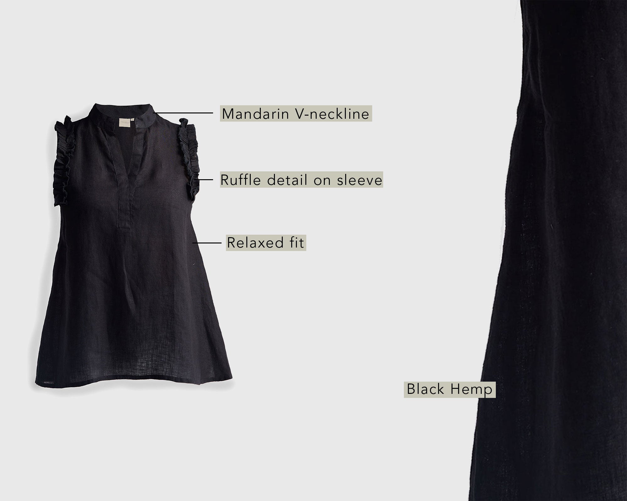 Sleeveless-Hemp-Top-with-Ruffles-in-Black-fabricdetails.jpg