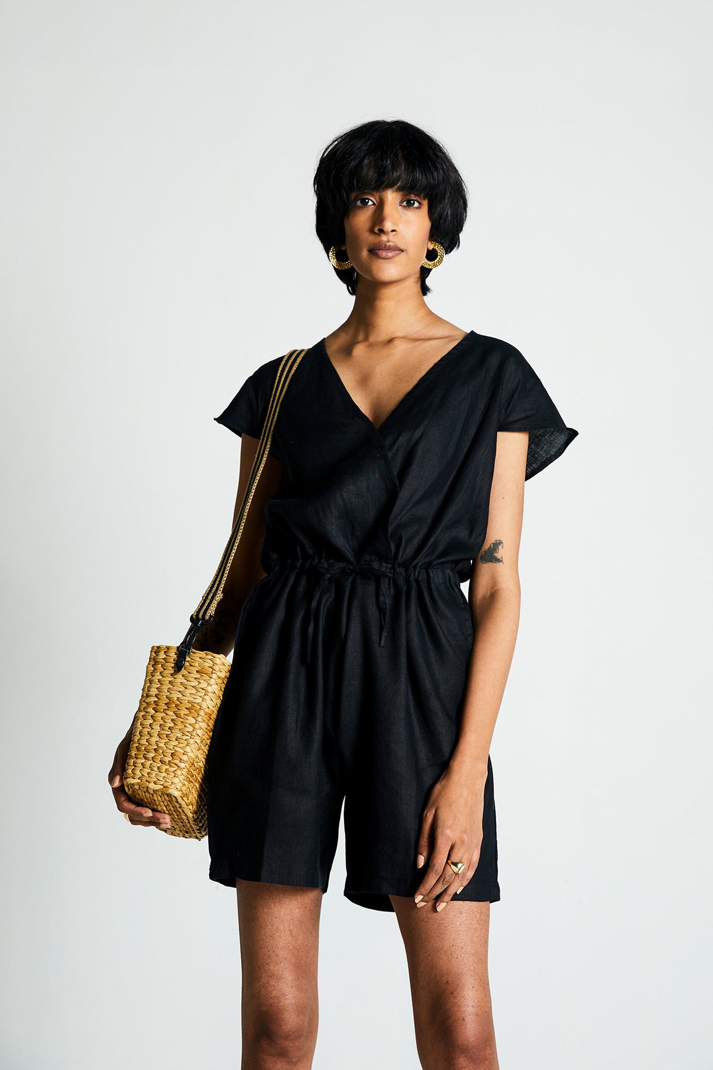 Smoke and Mirrors Romper in Black