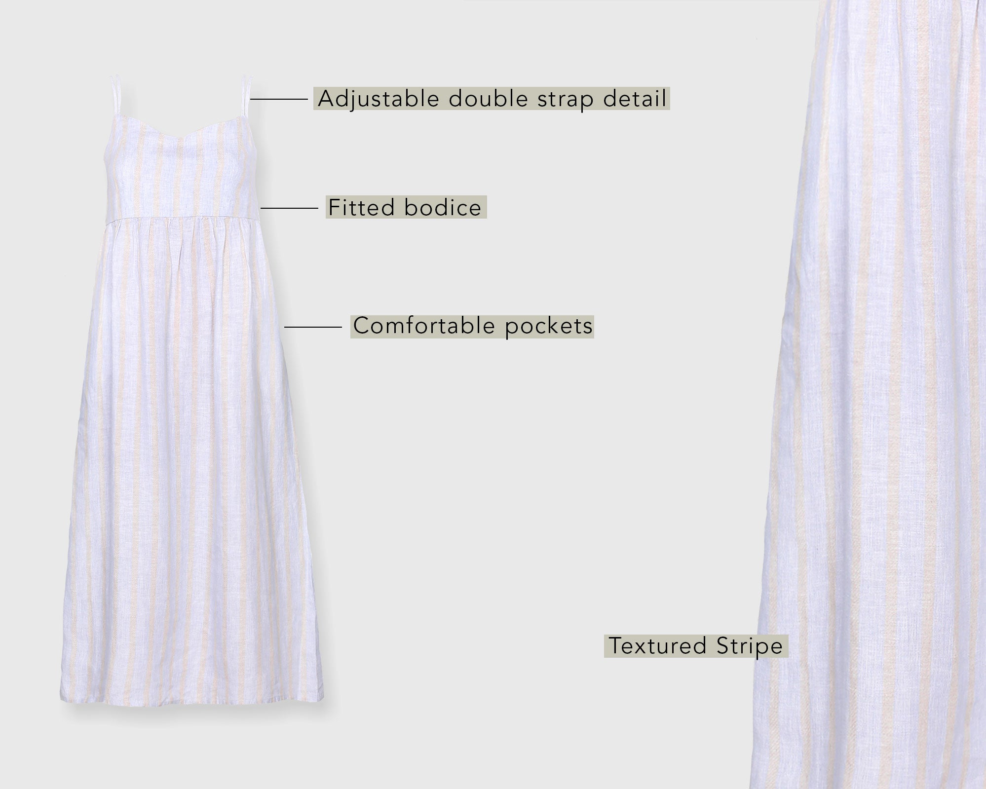 Strappy-Gathered-Midi-Dres-in-linen-stripes-fabricdetails.jpg