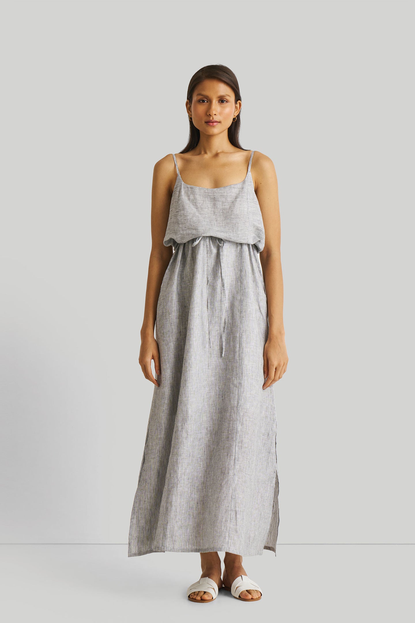 Strappy Pin Striped Maxi Dress Reistor Strappy Pin Striped Maxi Dress Reistor