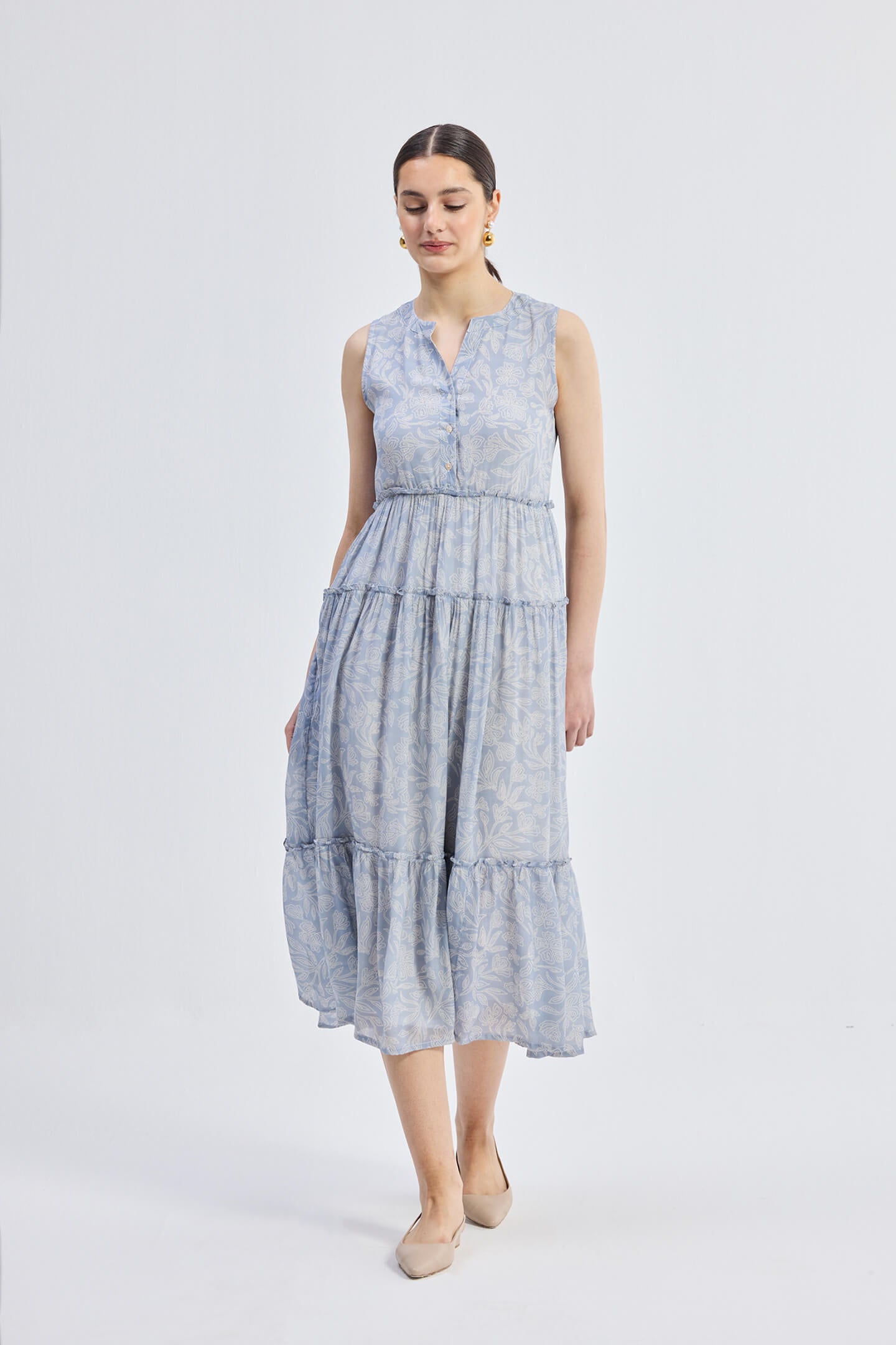 The Perfect Resort Floral Maxi in Periwinkle Blue