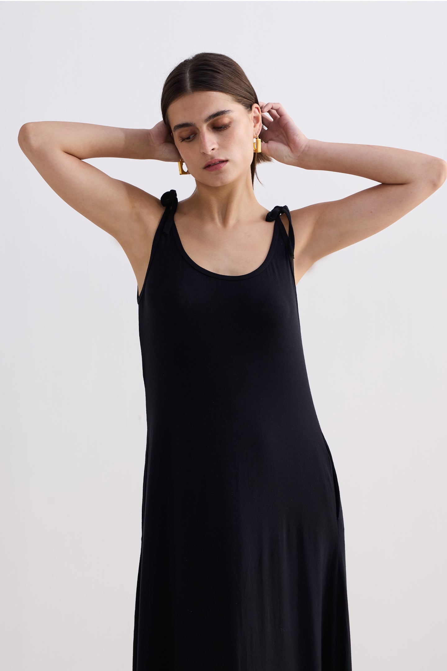 Tie-Detail Maxi Dress in Black Moodshot