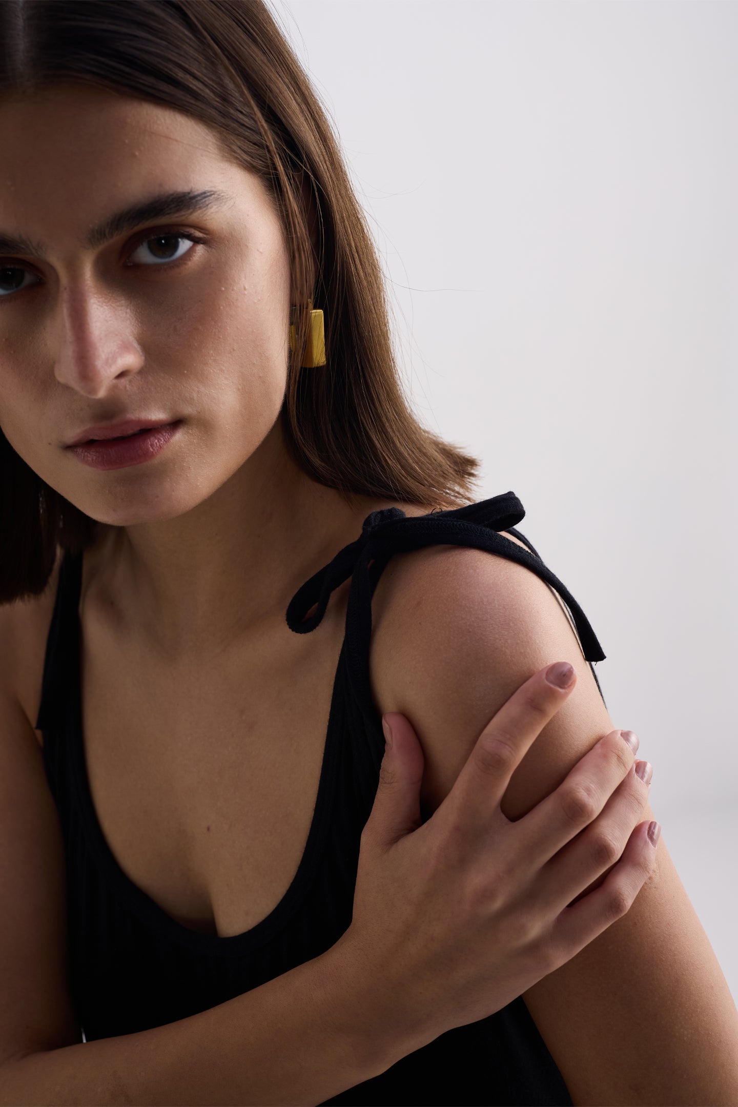 Tie-Detail Maxi Dress in Black Closeup