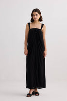 Twilight Twist Strappy Maxi Dress in Black