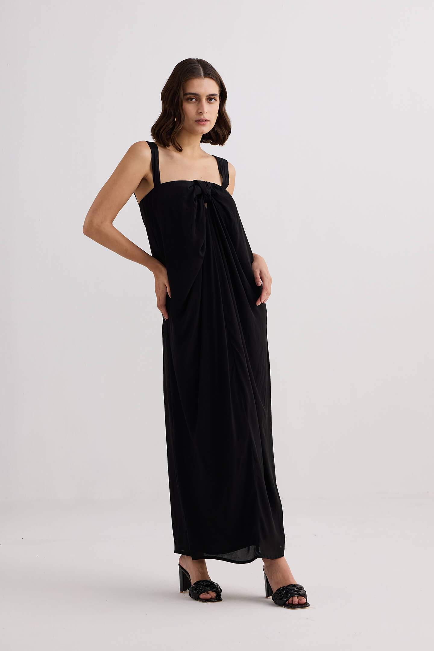 Twilight Twist Strappy Maxi Dress in Black Moodshot