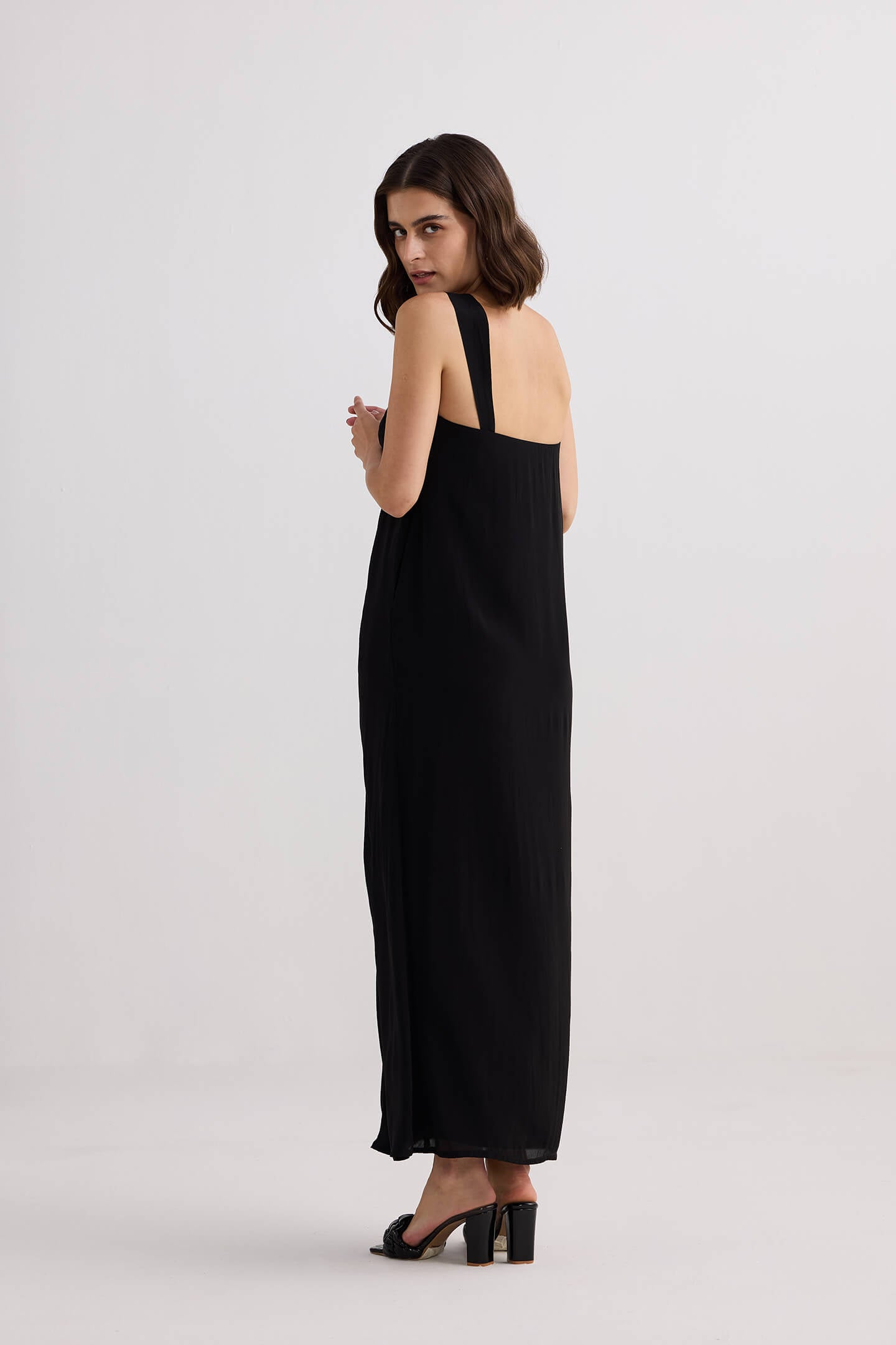 Twilight Twist Strappy Maxi Dress in Black Side