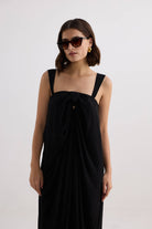 Twilight Twist Strappy Maxi Dress in Black