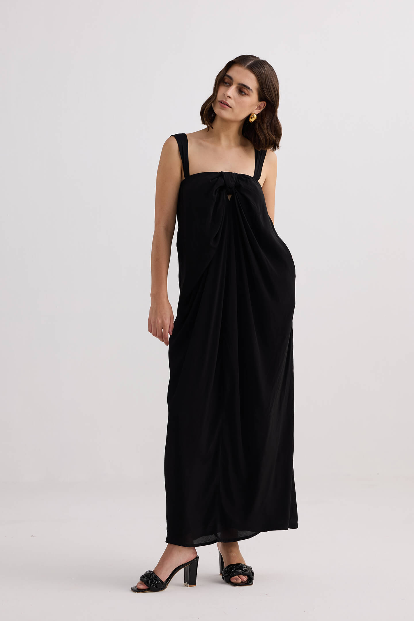 Twilight Twist Strappy Maxi Dress in Black Moodshot