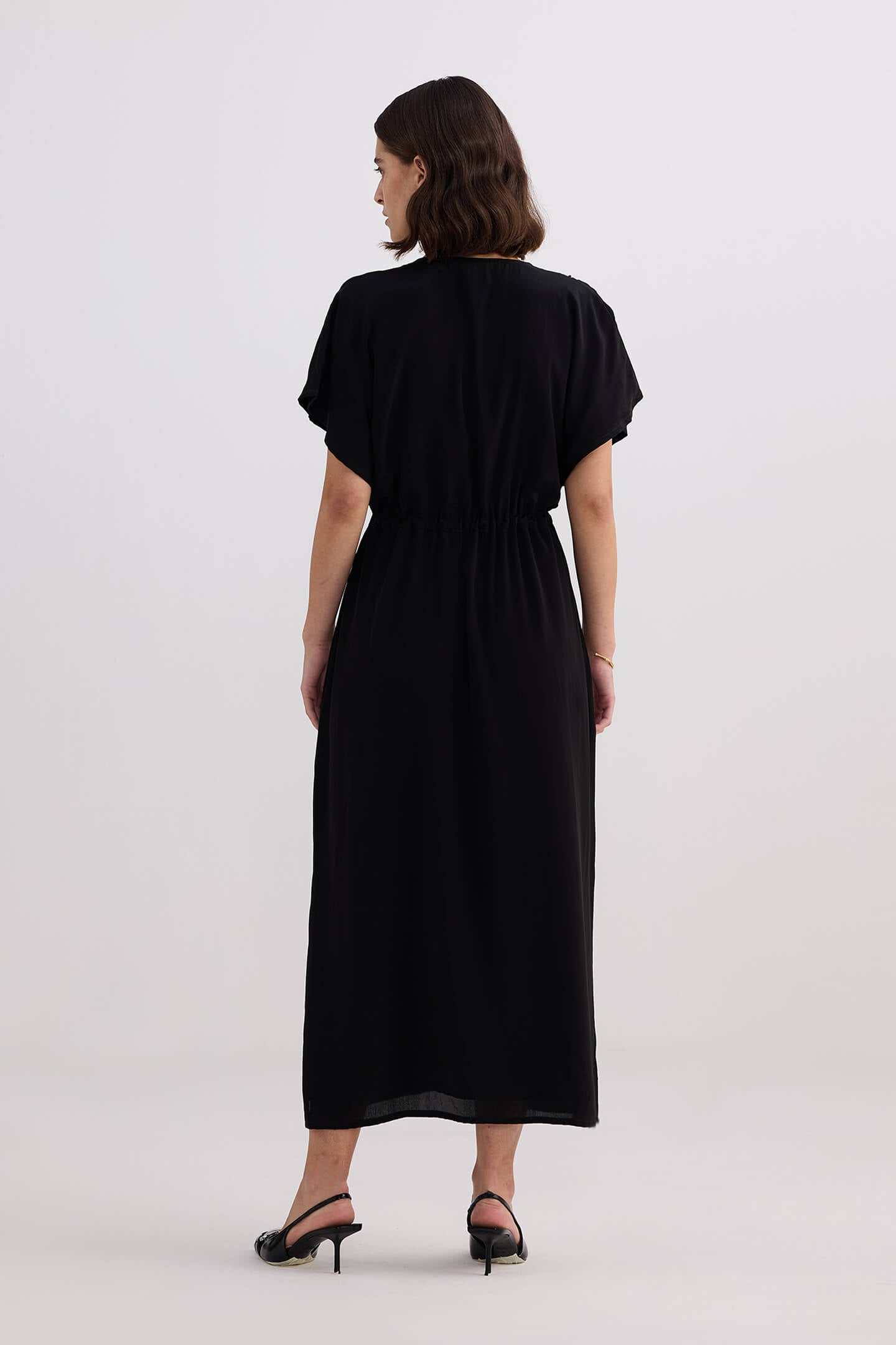 black maxi dress pockets Black Cotton Maxi Dress, Elegant Kaftan With Pockets