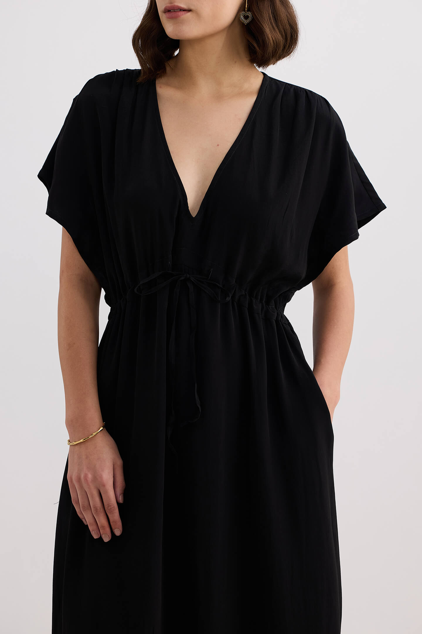 gathered long dress Uranie White Gathered Maxi Dress, L / White