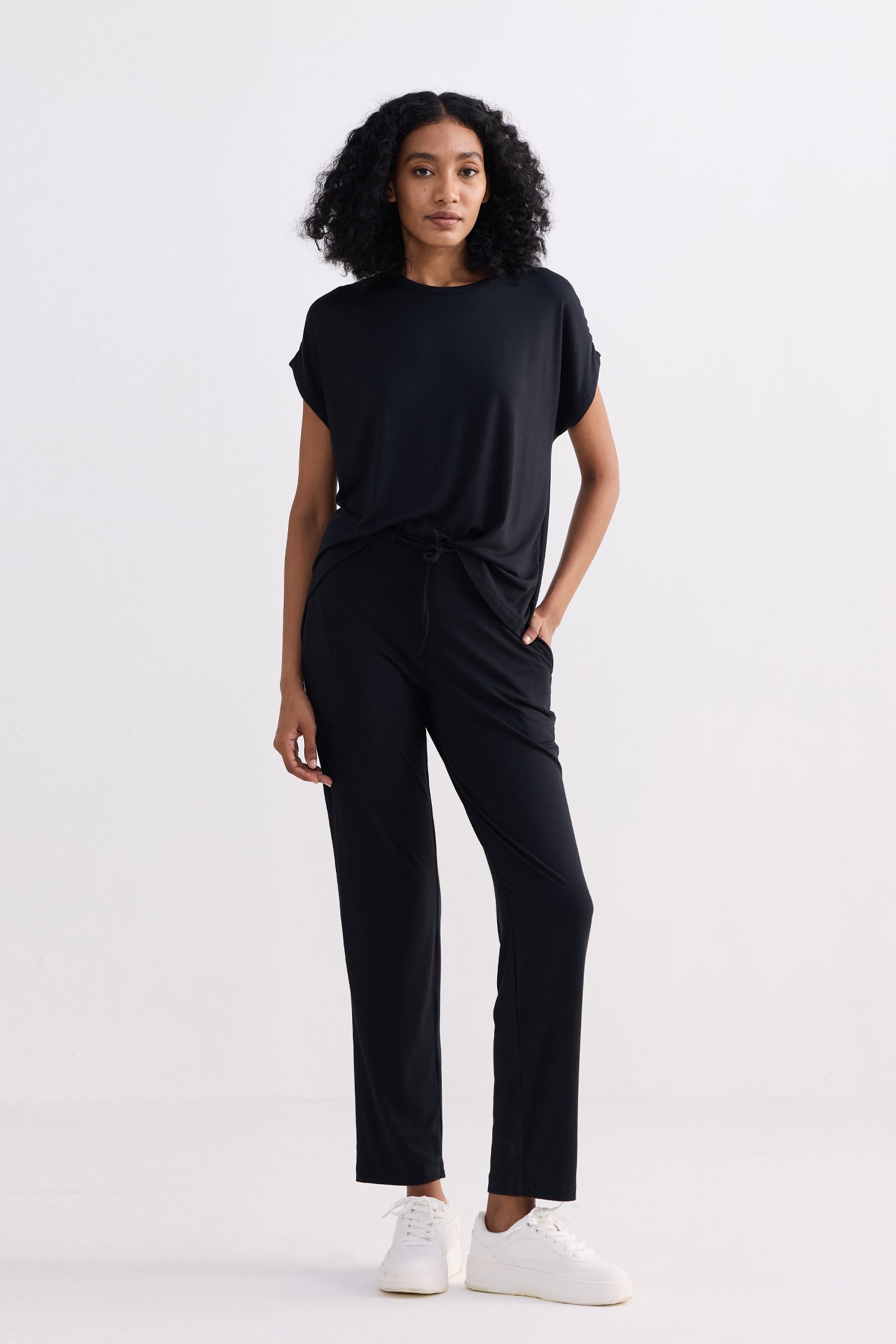 Relaxed Tee Set in Black Front