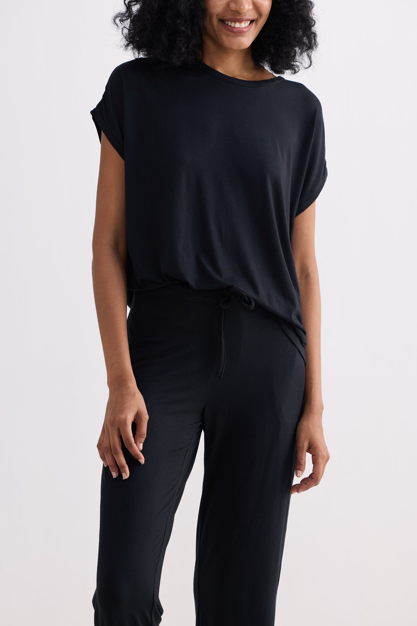 Relaxed Tee Set in Black Closeup 