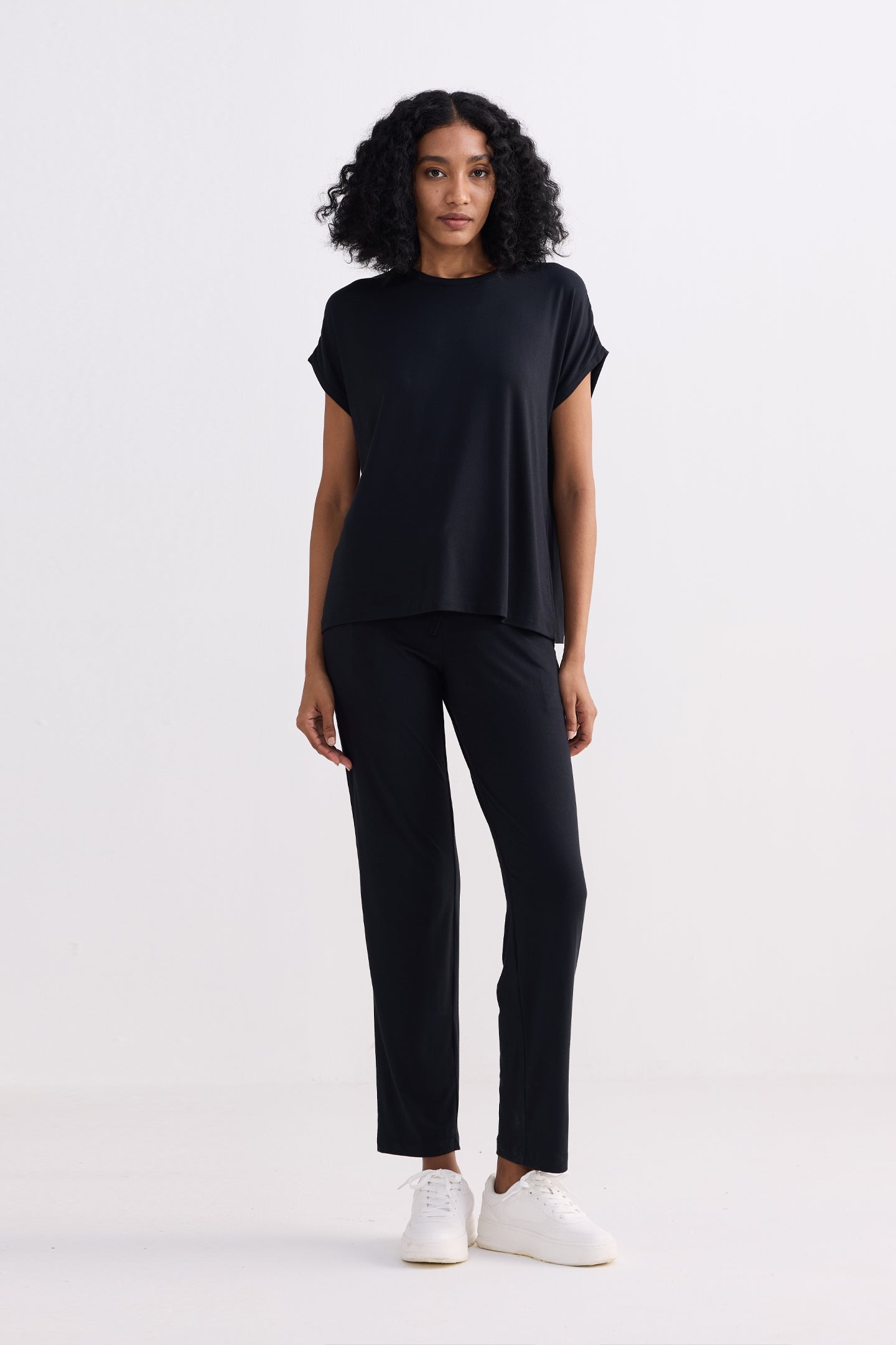 Relaxed Tee Set in Black Front