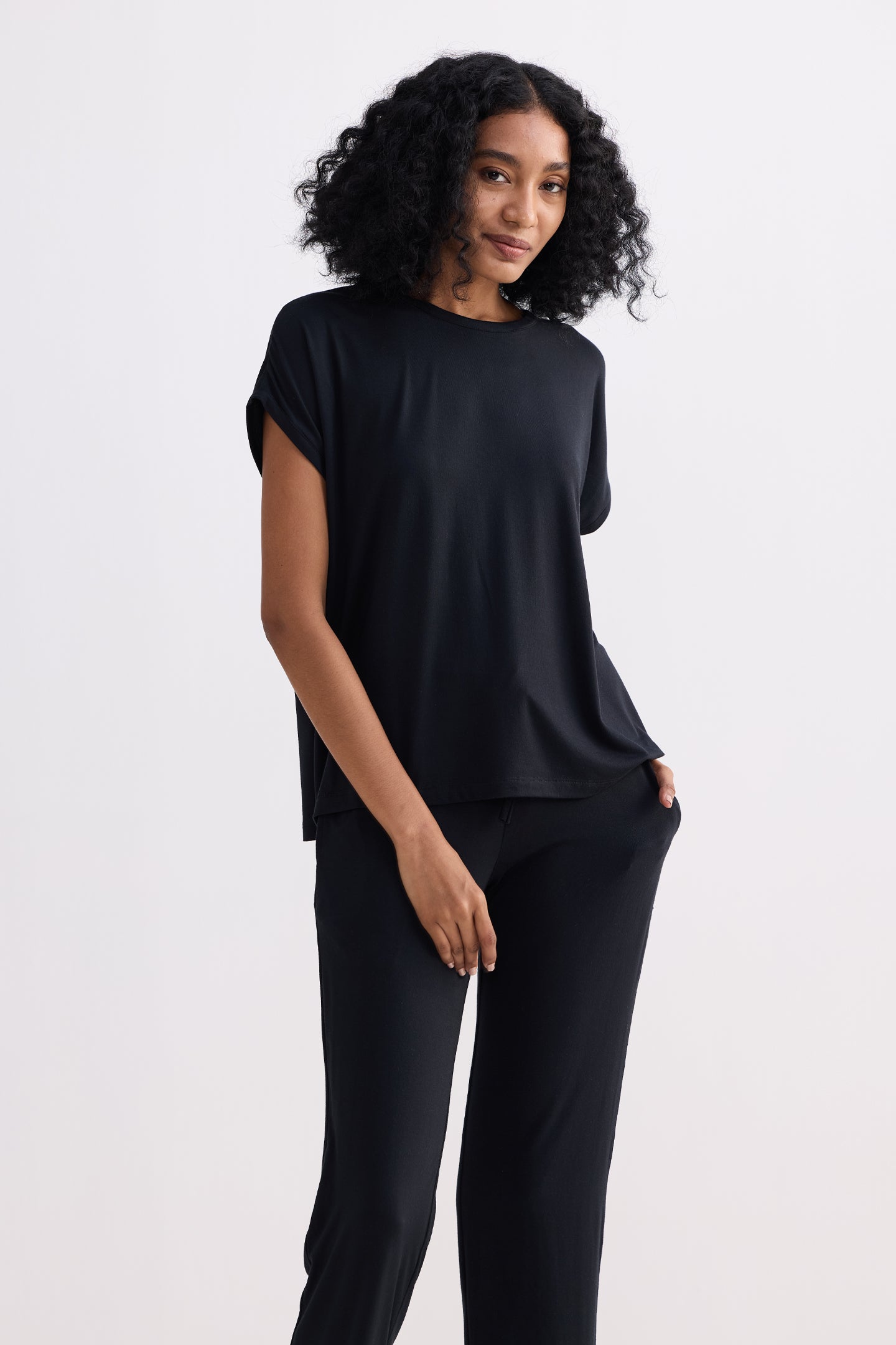 Relaxed Tee Set in Black Moodshot