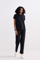 Relaxed Tee Set in Black Front