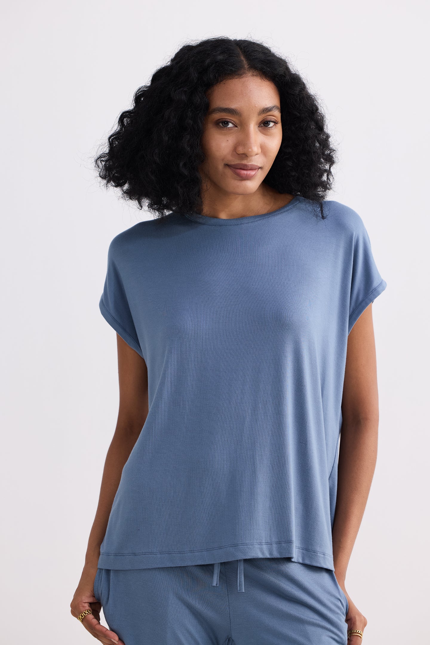 Relaxed Tee Set in Blue Closeup
