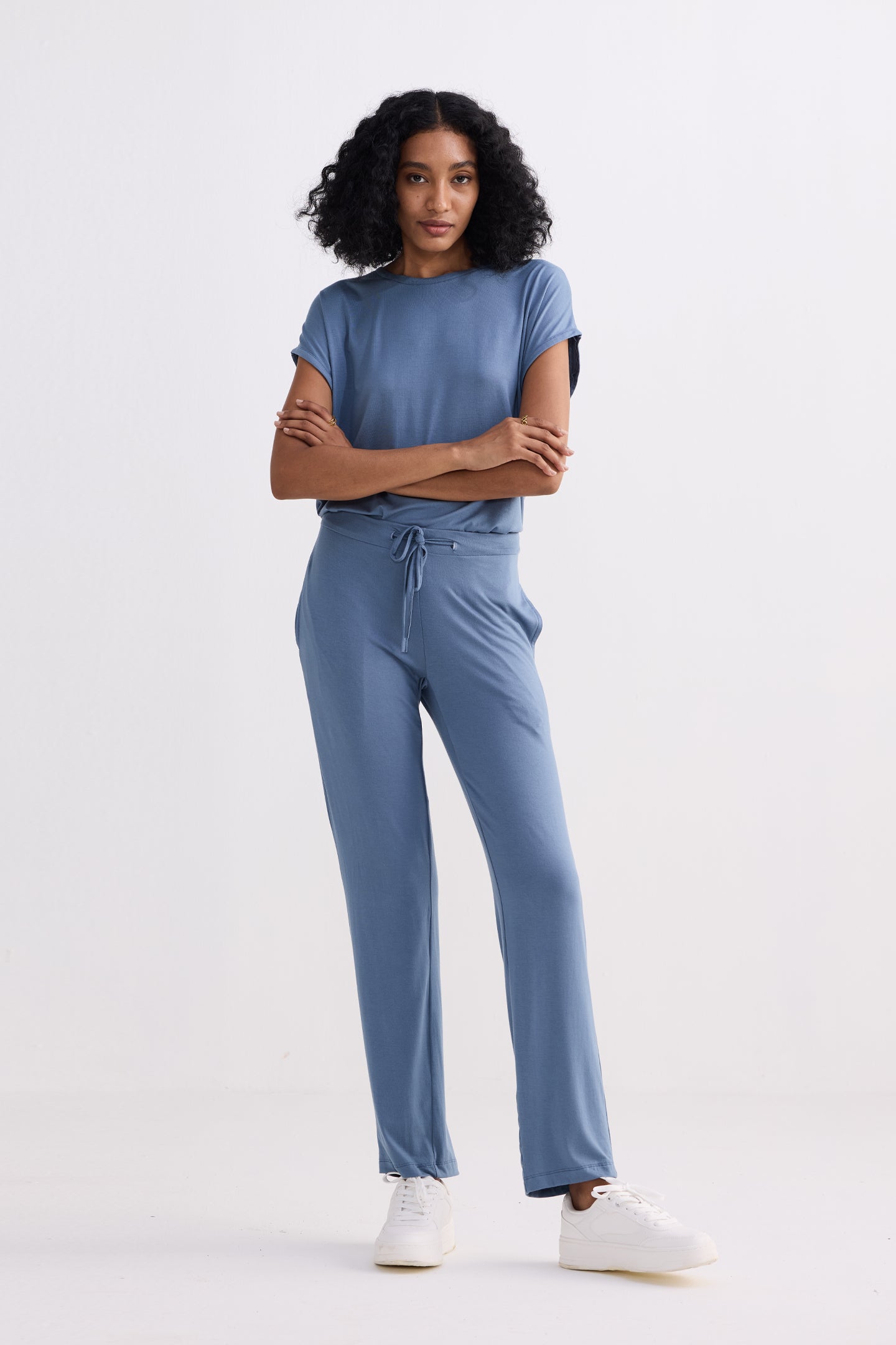 Relaxed Tee Set in Blue Front
