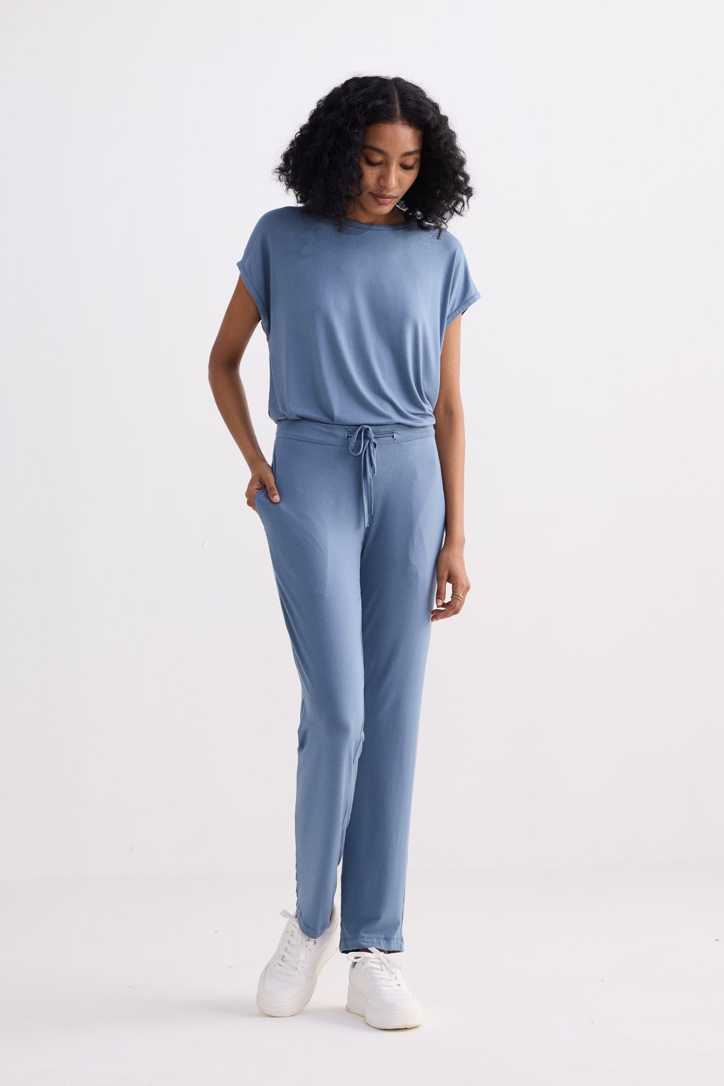 Relaxed Tee Set in Blue Side