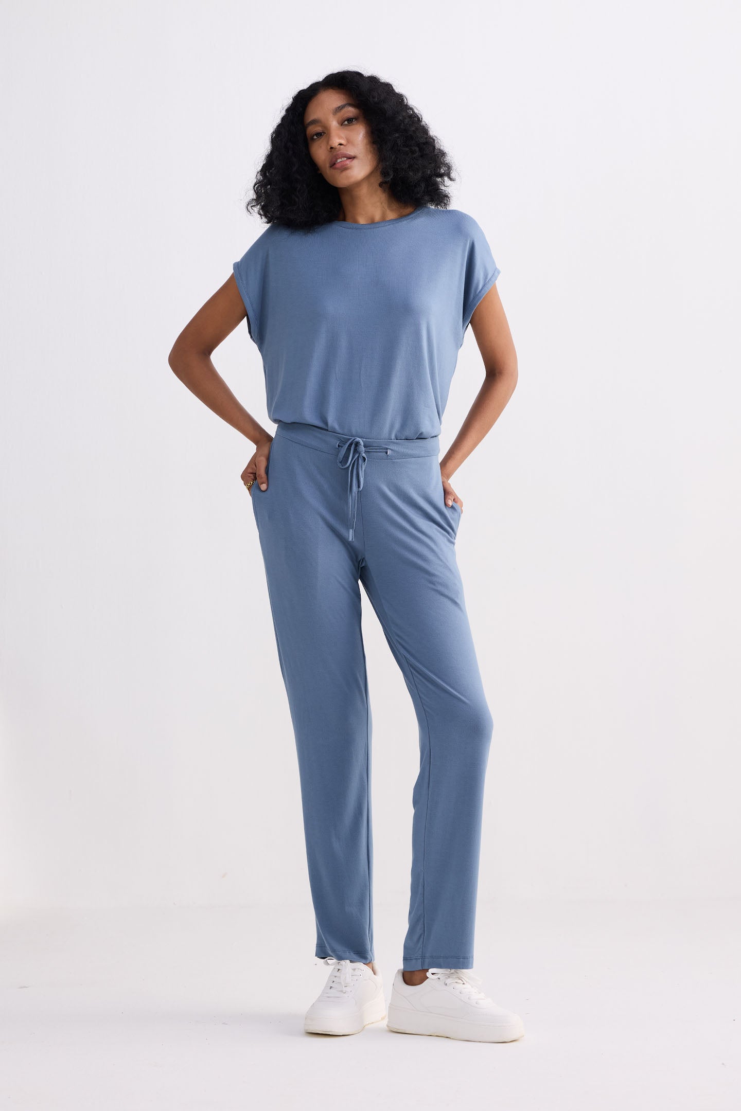 Wide Leg Pant in Blue Moodshot